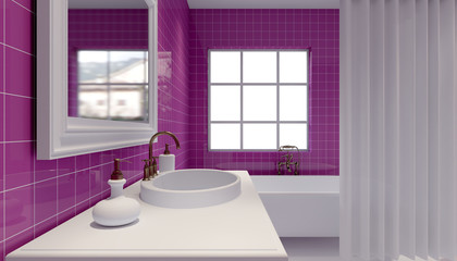 bathroom of the hotel rooms. 3D rendering