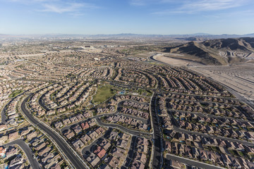 Aerial view of new suburban neighborhoods in Las Vegas, Nevada.