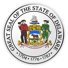 Badge US State Seal Delaware, 3d illustration