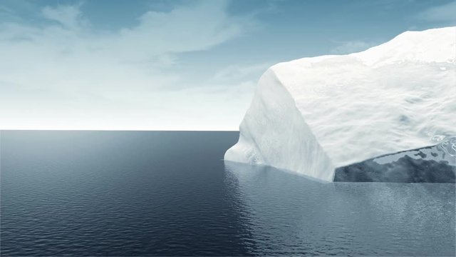 Animation of Arctic Landscape with Iceberg in the Ocean