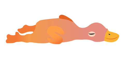 Rubber duck icon, flat, cartoon style. Duck toy for dogs isolated on white background. Vector illustration, clip-art