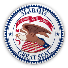 Badge Historic US State Seal Alabama, 3d illustration