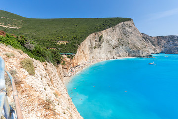 Amazing seascape of blue waters of Porto Katsiki Beach, Lefkada, Ionian Islands, Greece