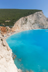 Amazing seascape of blue waters of Porto Katsiki Beach, Lefkada, Ionian Islands, Greece