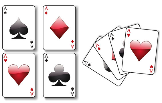 Four aces playing cards spades.