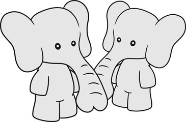 2 freunde paar pärchen geschwister liebe team kleiner süßer baby elefant kind niedlich gemalt