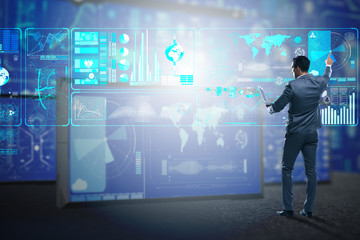 Businessman searching for big data