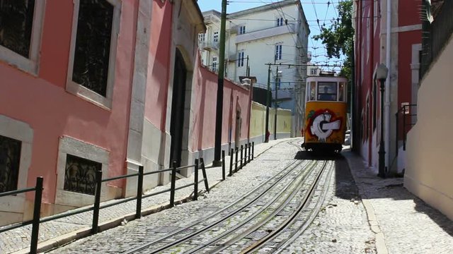 Typical Lisbon Tram, Portugal, Transportation, Old, Time Lapse, 4k
