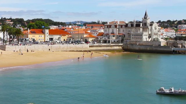 Beach and People, Tile Shift, Time Lapse, Cascais, Lisbon, Portugal, 4k
