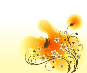 Flower Background_ vine and butterfly