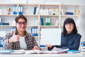 Young student and teacher during tutoring lesson