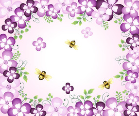 Flower Background_Bumble bee and flowers