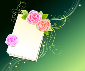 Flower Background_Rose flowers and notes