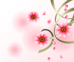Flower Background_Flowers and Ribbons