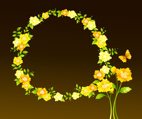 Flower Background_Yellow flowers and butterflies