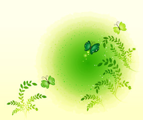 Flower Background_Butterfly in the green forest