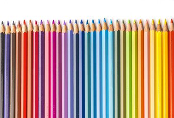 Colour pencils isolated on white background