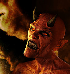 Demon Burning in Hell - obrazy, fototapety, plakaty