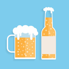 Beer mug icon. Glass with beer isolated on background ,Flat vector illustration.