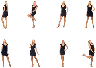 Collage of woman in fashion look isolated on white