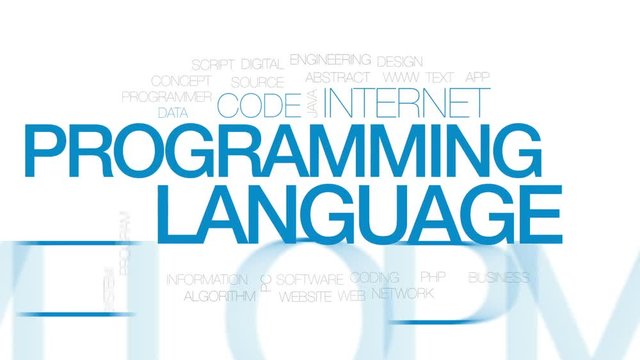 Programming language animated word cloud, text design animation. Kinetic typography.