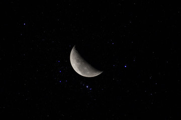 Obraz na płótnie Canvas Crescent Moon .Romantic Moon In Starry Night.