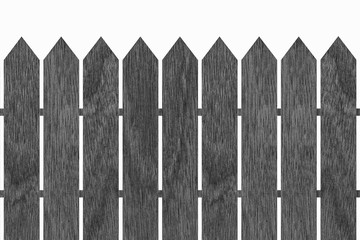 Fototapeta premium Black wood fence isolated on white background