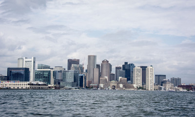 Boston city skyline and Boston harbor