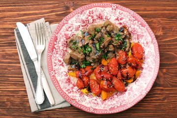 beef stew with peppers and cherry tomatoes