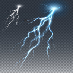Lightening and thunder bolt, glow and sparkle effect - 142865596