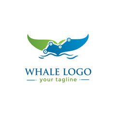 Naklejka premium WHALE LOGO. animal logo with finance concept