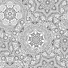 Ethnic decorative ornamental black and white mandalas seamless pattern