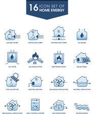 HOME ENERGY ICON SET. for industrial technology requirement