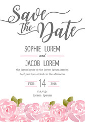 Watercolor invitation card, Wedding card set design template, Watercolor Element.