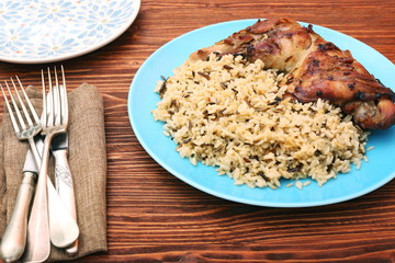 Roasted turkey leg with wild rice