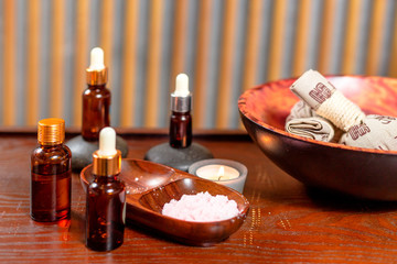 spa set on wooden table
