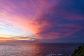 Fototapeta na wymiar Amazing colorful sunset, sunrise cloudscape