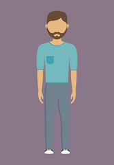 man wearing casual clothes over purple background. colorful design. vector illustration