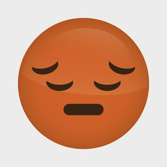 sad cartoon face over white background. colorful design. vector illustration