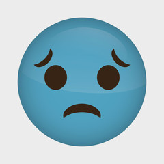 sad cartoon face over white background. colorful design. vector illustration