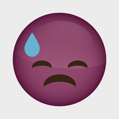sad cartoon face over white background. colorful design. vector illustration