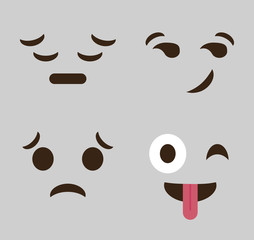 expressions cartoon faces over gray background. colorful design. vector illustration