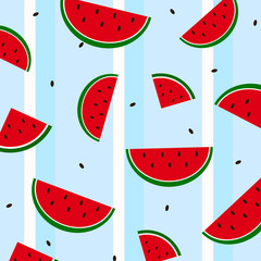 blue background with watermelon slices