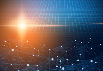 ai brain system data connecting to analysis , light internet social network background, illustration of global web with link to electric information, cyber with group of security, hacker online to net