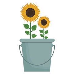 Obraz premium beautiful flowers in a basket over white background. colorful design. vector illustrator