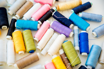Fototapeta na wymiar Multicolored sewing materials