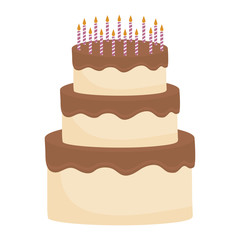 birthday cake icon over white background. colorful design. vector illustration