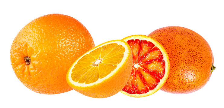 orange fruit  and red orange fruit isolated on white