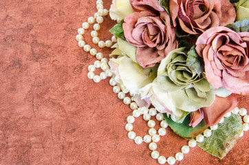 A silk floral bouquet of roses