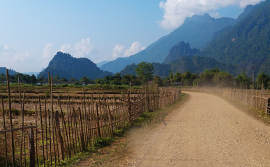 On a rural road. Vang Vieng. Laos.